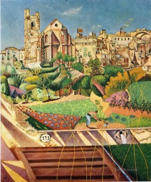 Abstracto famoso Painting - Montroig la iglesia y el pueblo dadaísmo